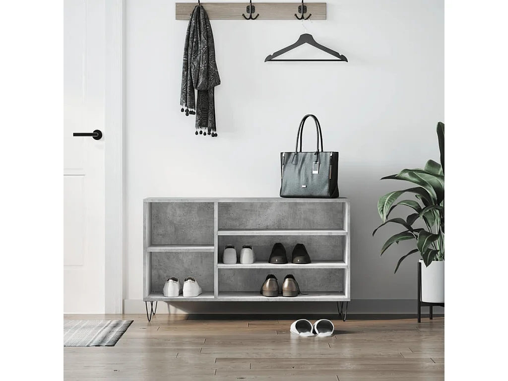 Armoire à chaussures Gris béton 102x36x60 Bois d'ingénierie