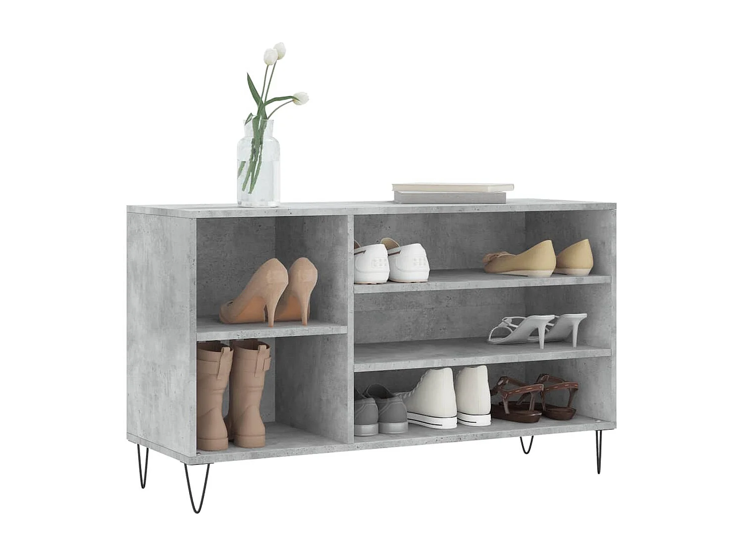 Armoire à chaussures Gris béton 102x36x60 Bois d'ingénierie