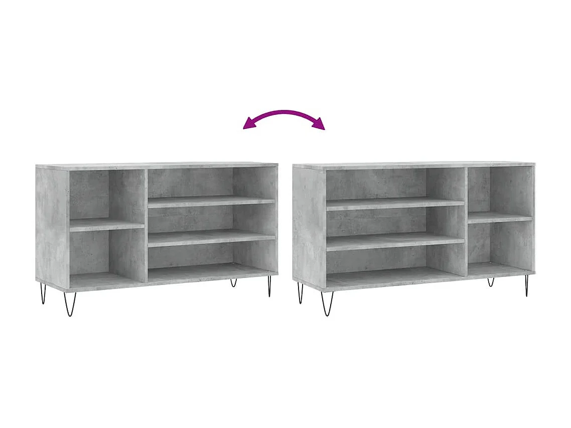 Armoire à chaussures Gris béton 102x36x60 Bois d'ingénierie