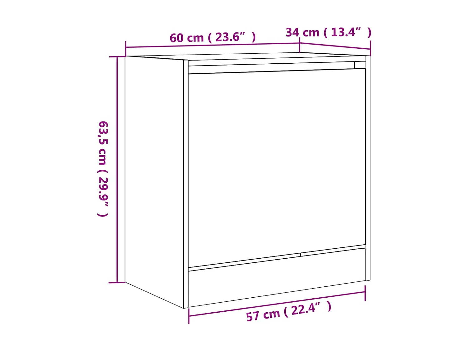 Armoire à chaussures chêne marron 60x34x63,5 bois ingénierie
