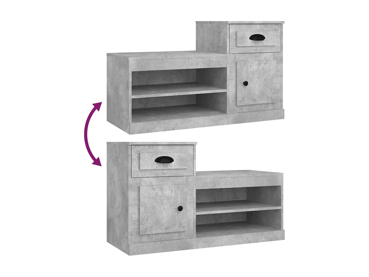 Armoire à chaussures gris béton 100x42x60 bois d'ingénierie