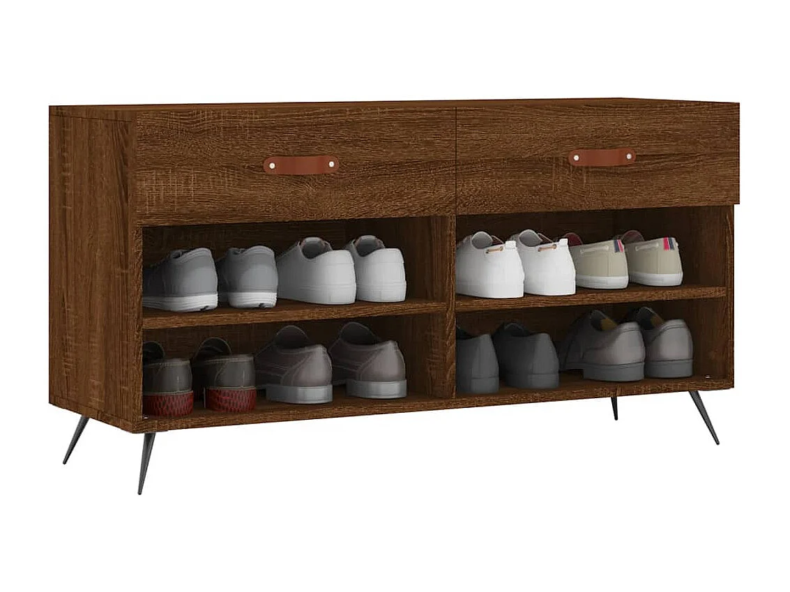Banc à chaussures chêne marron 102x35x55 bois d'ingénierie