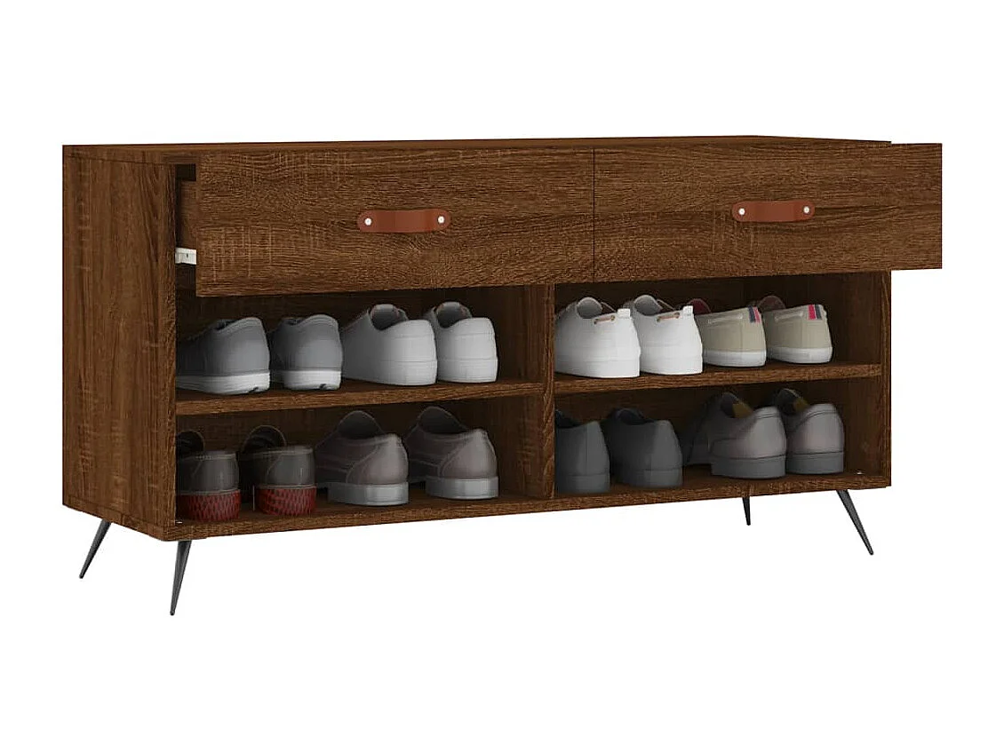 Banc à chaussures chêne marron 102x35x55 bois d'ingénierie