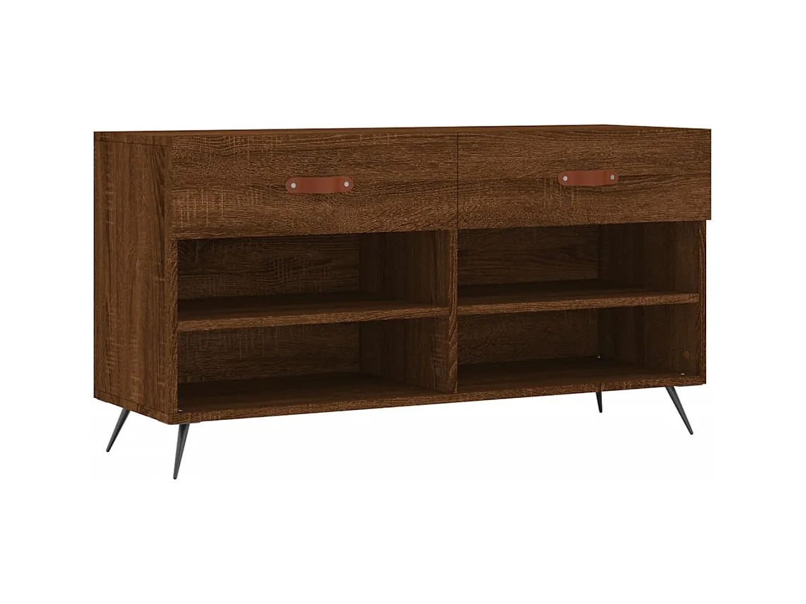 Banc à chaussures chêne marron 102x35x55 bois d'ingénierie