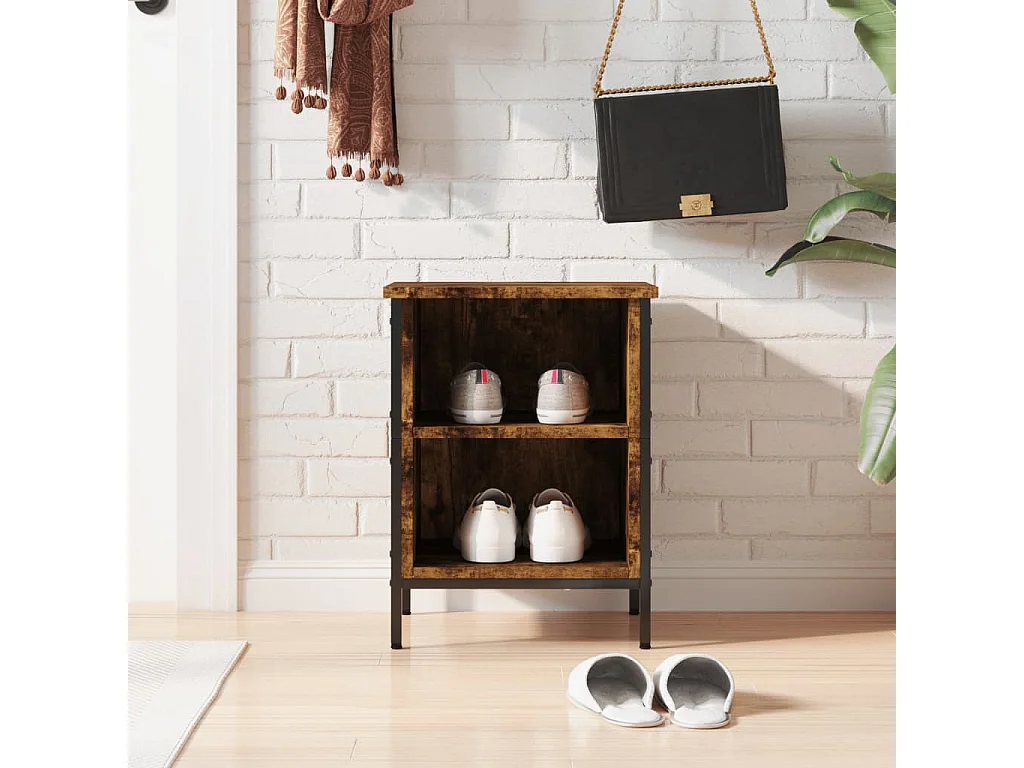 Armoire à chaussures chêne fumé 38x35x50 bois d'ingénierie