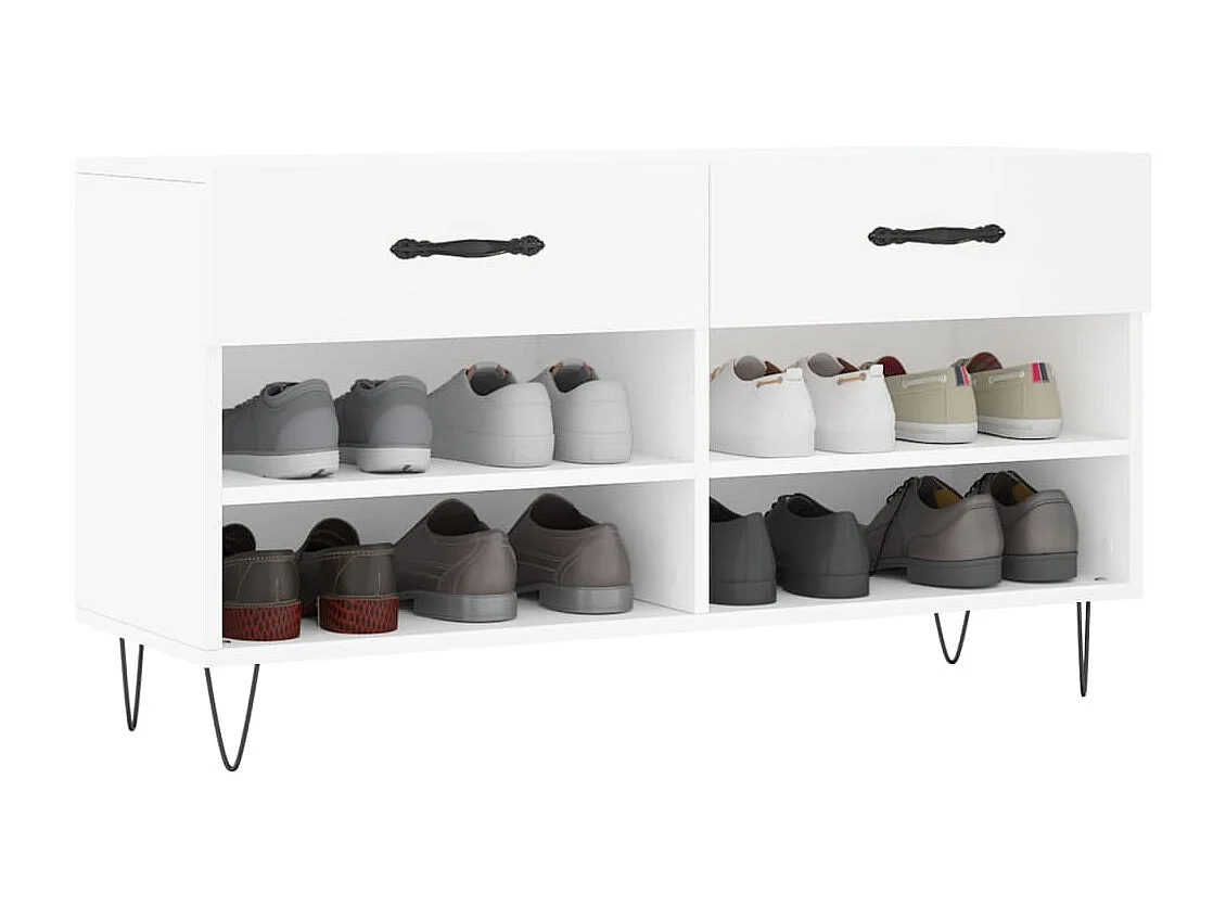 Banc à chaussures blanc 102x35x55 bois d'ingénierie