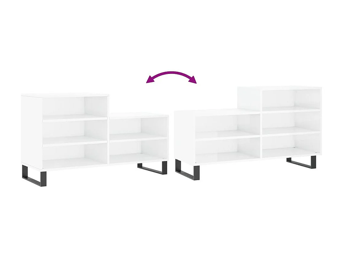 Armoire à chaussure Blanc brillant 102x36x60 Bois ingénierie