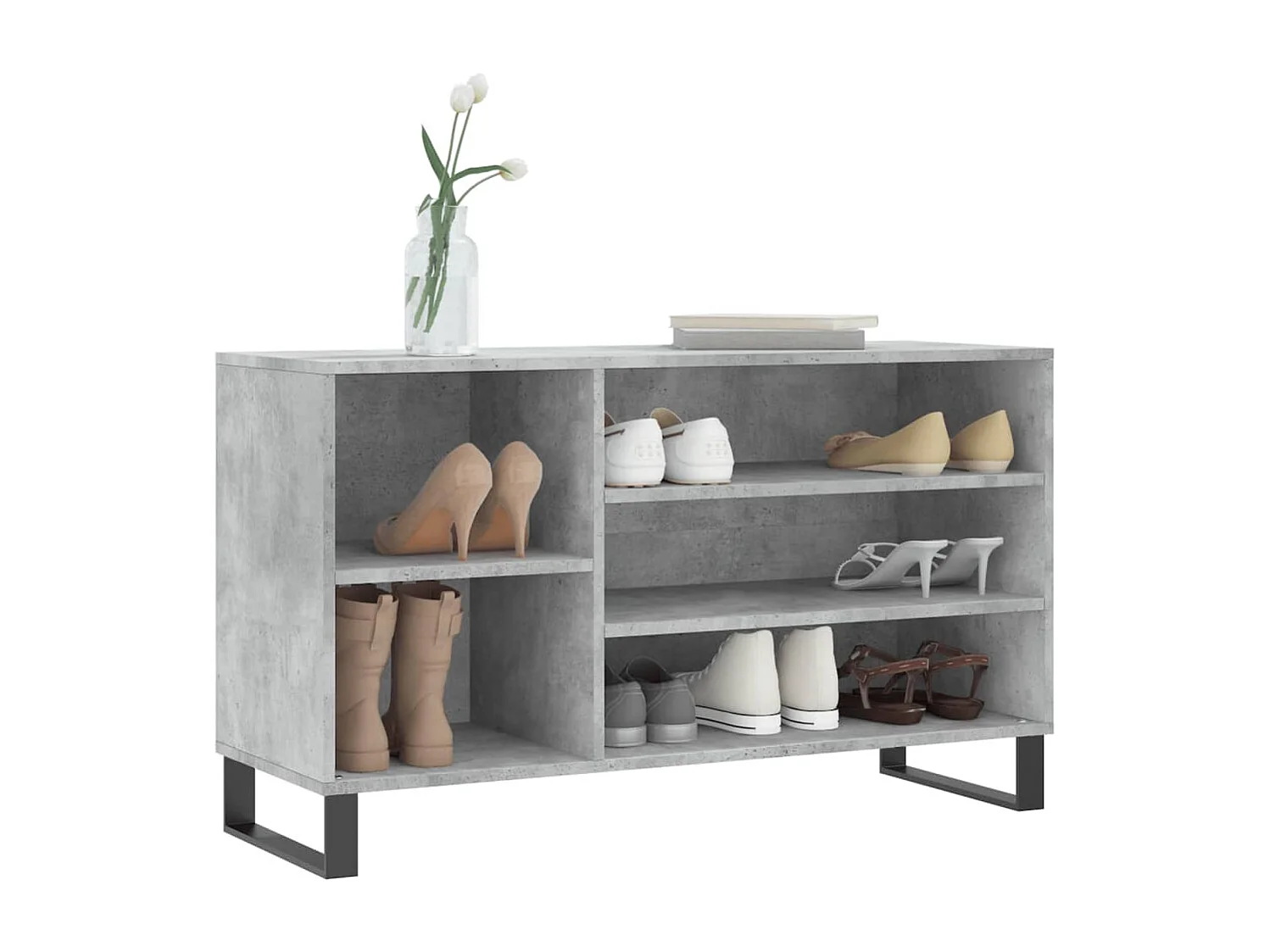 Armoire à chaussures Gris béton 102x36x60 Bois d'ingénierie