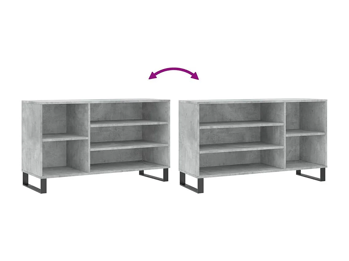 Armoire à chaussures Gris béton 102x36x60 Bois d'ingénierie