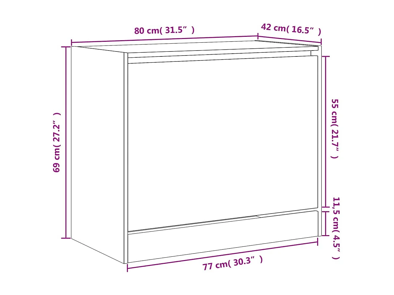 Armoire à chaussures chêne sonoma 80x42x69 bois d'ingénierie