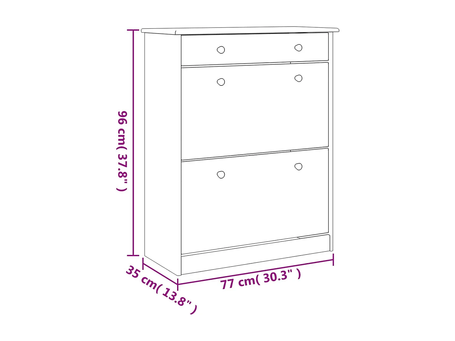 Armoire à chaussures ALTA 77x35x96 bois massif de pin