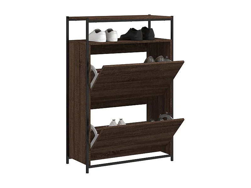 Meuble à chaussures chêne marron 75x34x112 bois d'ingénierie