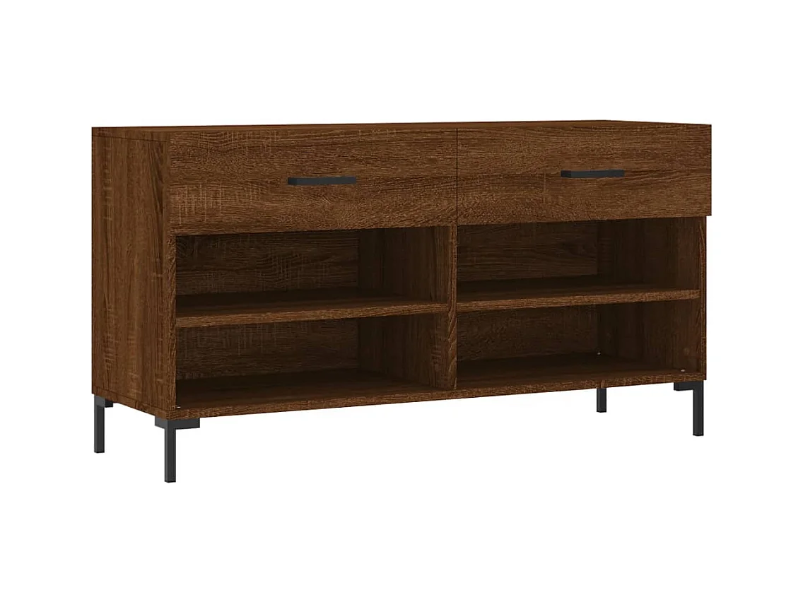 Banc à chaussures chêne marron 102x35x55 bois d'ingénierie