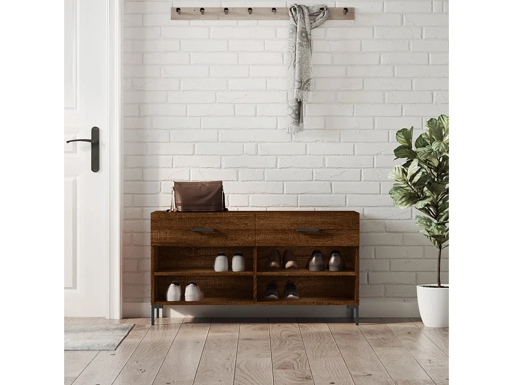 Banc à chaussures chêne marron 102x35x55 bois d'ingénierie