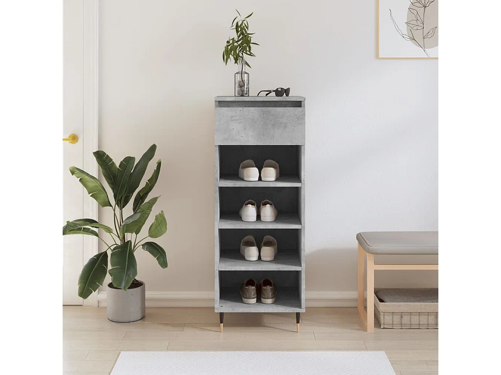 Armoire à chaussures Gris béton 40x36x105 Bois d'ingénierie