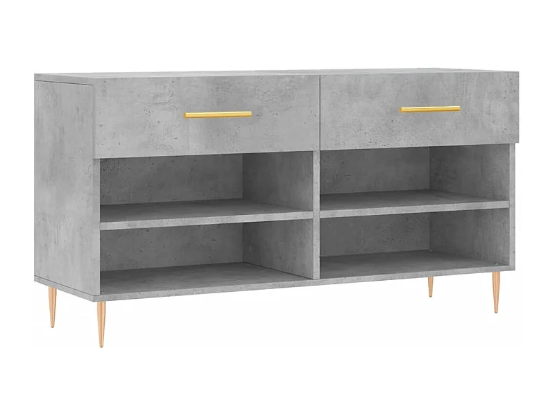 Banc à chaussures gris béton 102x35x55 bois d'ingénierie