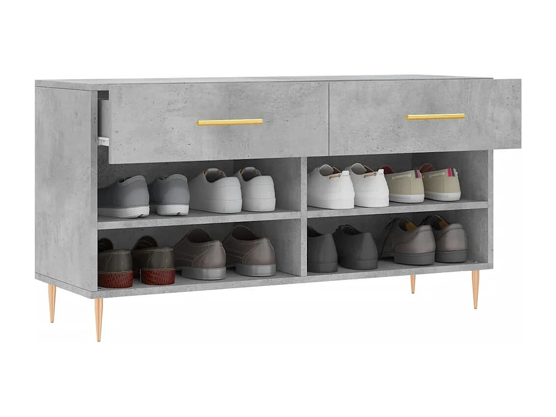 Banc à chaussures gris béton 102x35x55 bois d'ingénierie