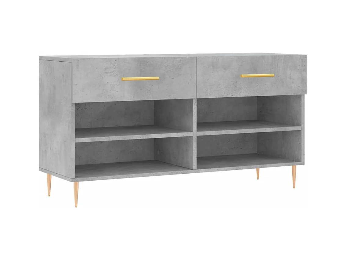 Banc à chaussures gris béton 102x35x55 bois d'ingénierie