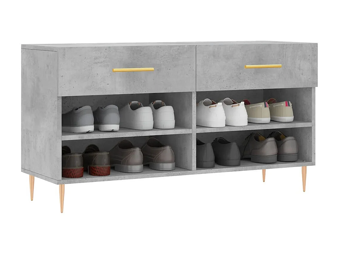 Banc à chaussures gris béton 102x35x55 bois d'ingénierie