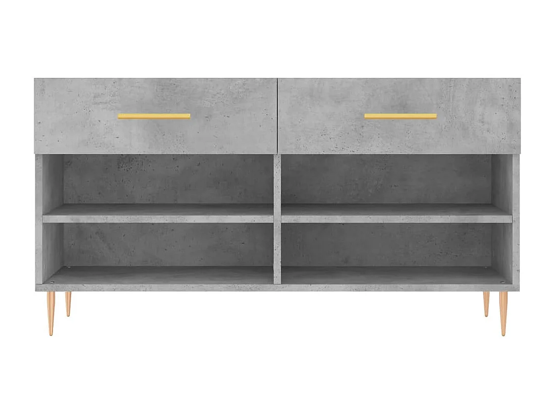 Banc à chaussures gris béton 102x35x55 bois d'ingénierie