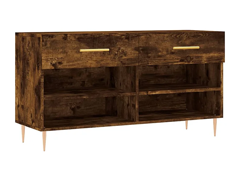 Banc à chaussures chêne fumé 102x35x55 bois d'ingénierie