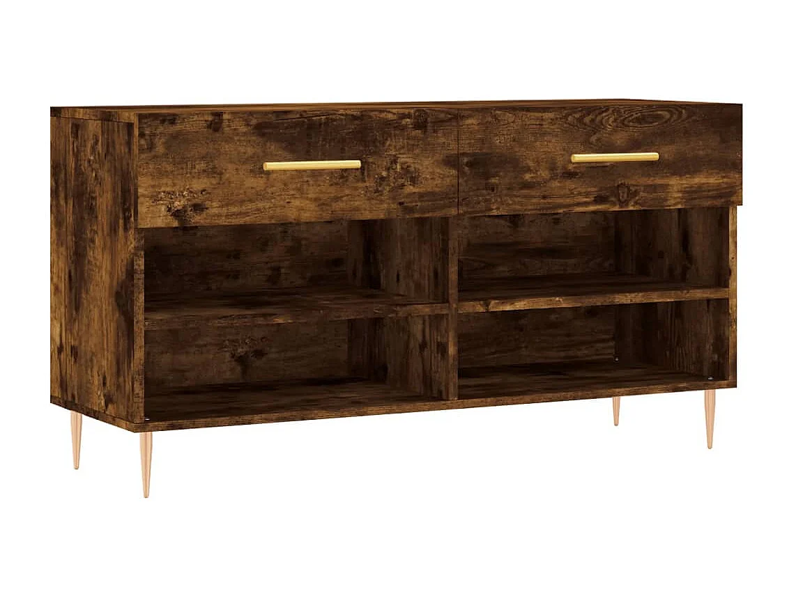 Banc à chaussures chêne fumé 102x35x55 bois d'ingénierie