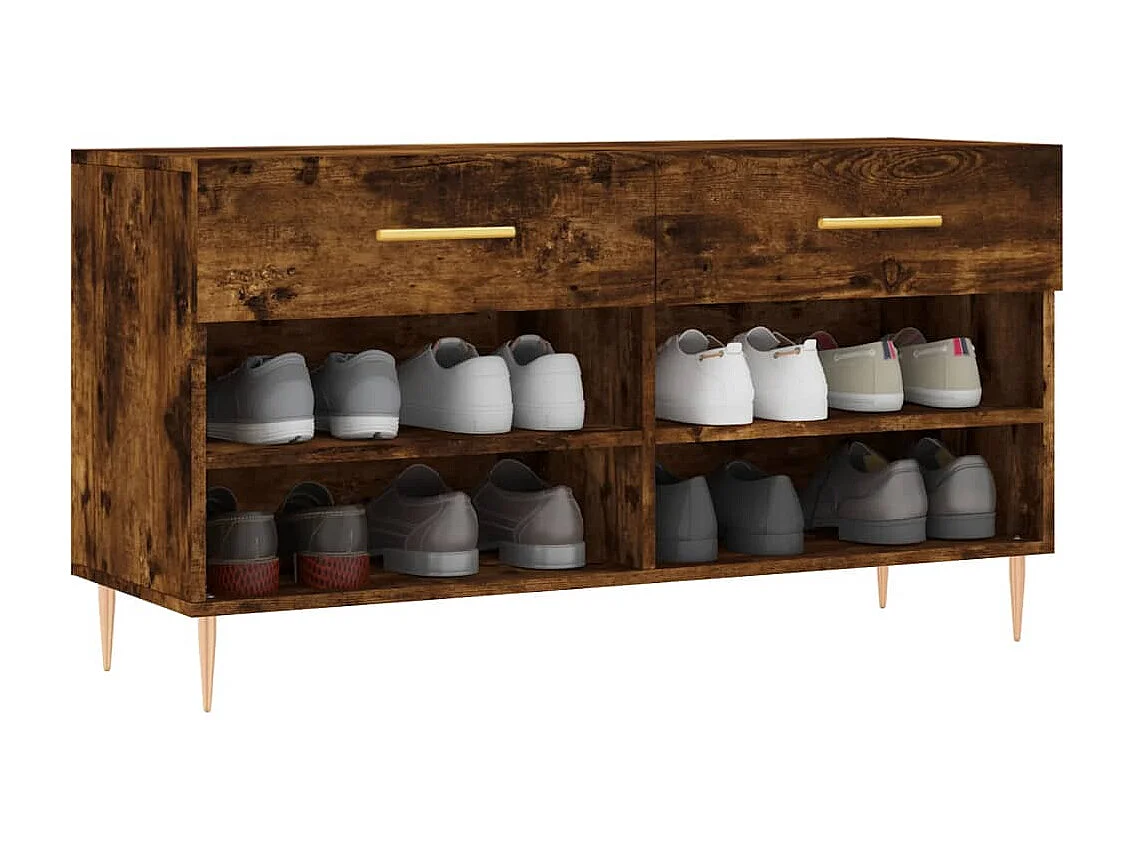 Banc à chaussures chêne fumé 102x35x55 bois d'ingénierie