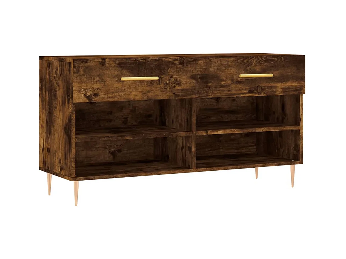 Banc à chaussures chêne fumé 102x35x55 bois d'ingénierie