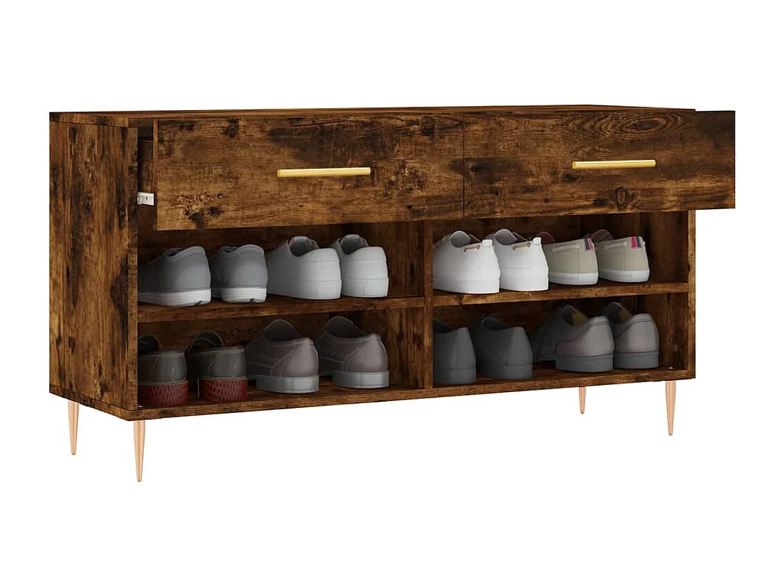 Banc à chaussures chêne fumé 102x35x55 bois d'ingénierie