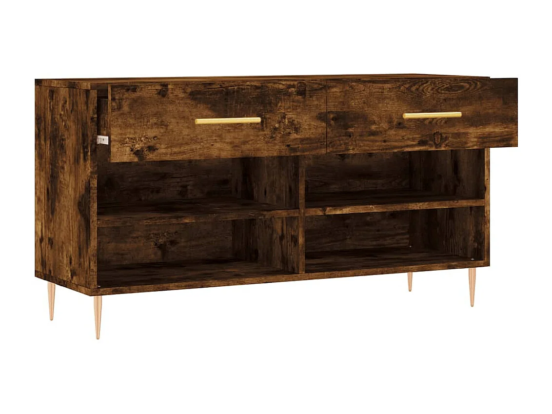 Banc à chaussures chêne fumé 102x35x55 bois d'ingénierie