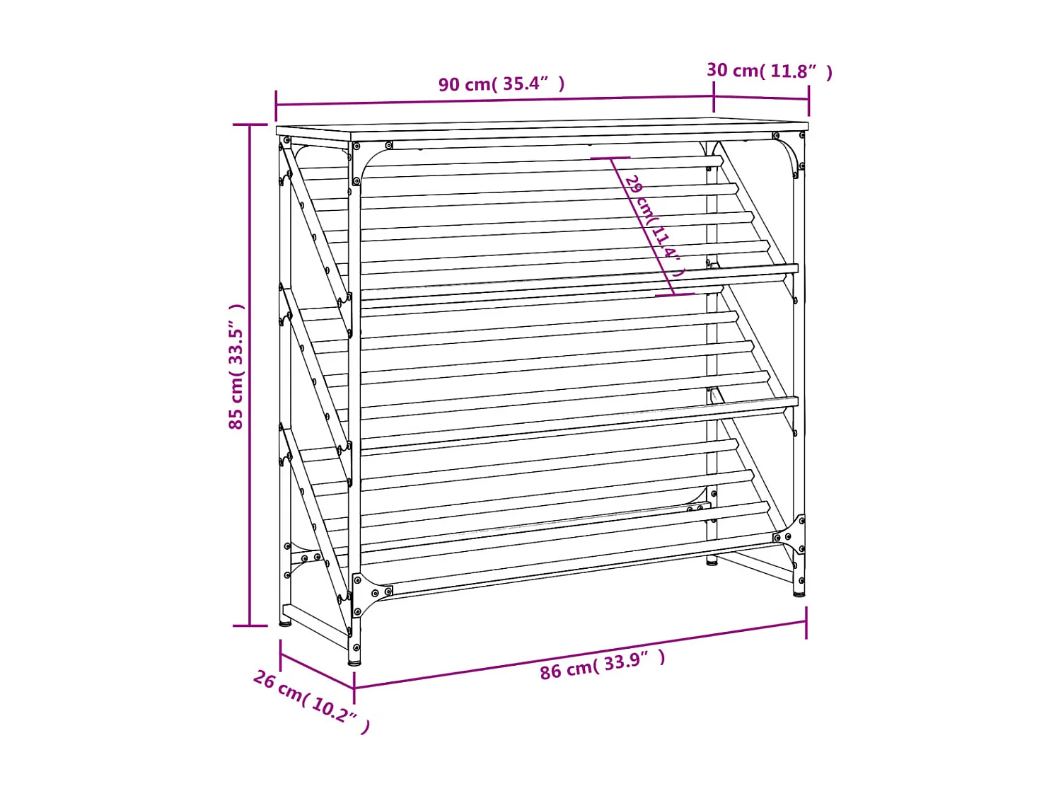 Étagère à chaussures chêne sonoma 90x30x85 bois d'ingénierie