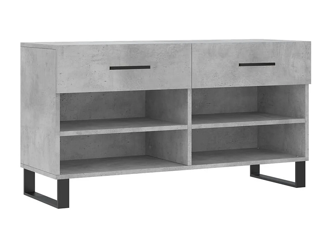 Banc à chaussures gris béton 102x35x55 bois d'ingénierie