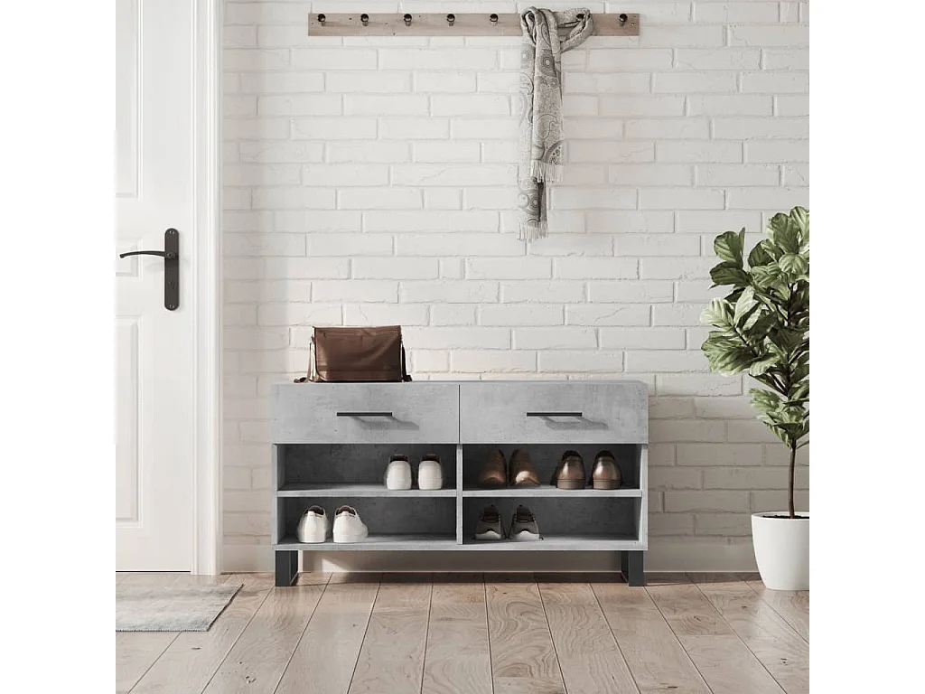 Banc à chaussures gris béton 102x35x55 bois d'ingénierie