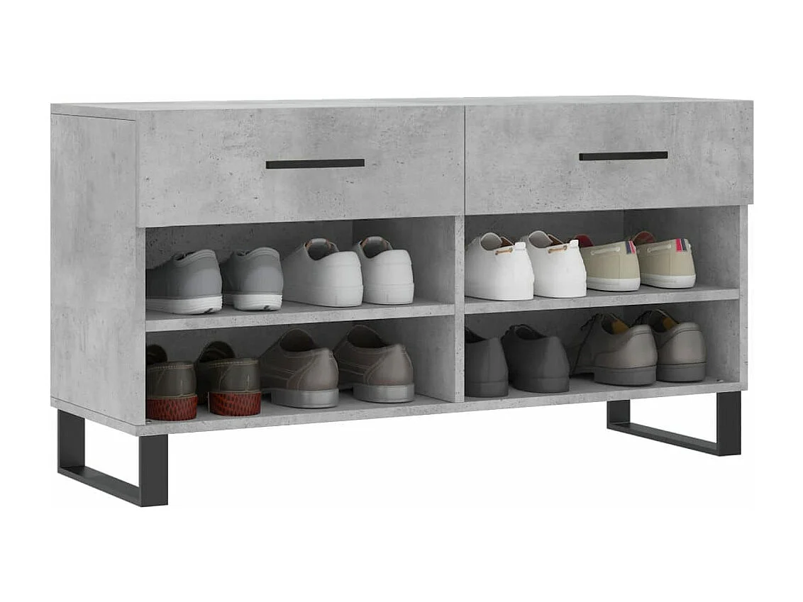 Banc à chaussures gris béton 102x35x55 bois d'ingénierie