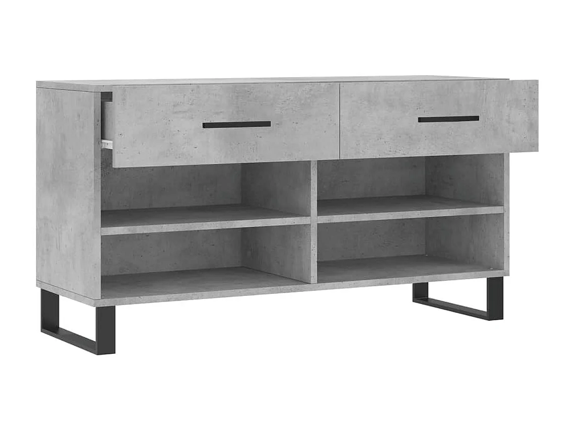 Banc à chaussures gris béton 102x35x55 bois d'ingénierie