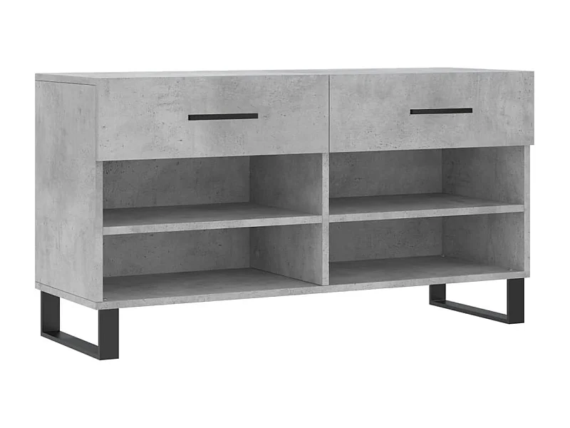 Banc à chaussures gris béton 102x35x55 bois d'ingénierie