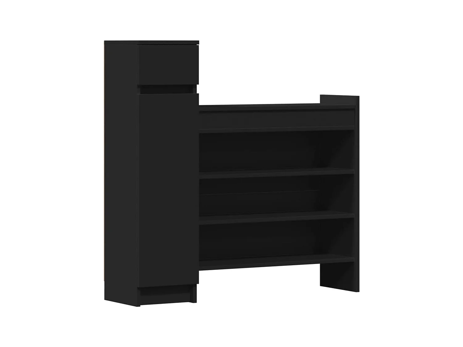Armoire à chaussures noir 100,5x28x100 bois d'ingénierie