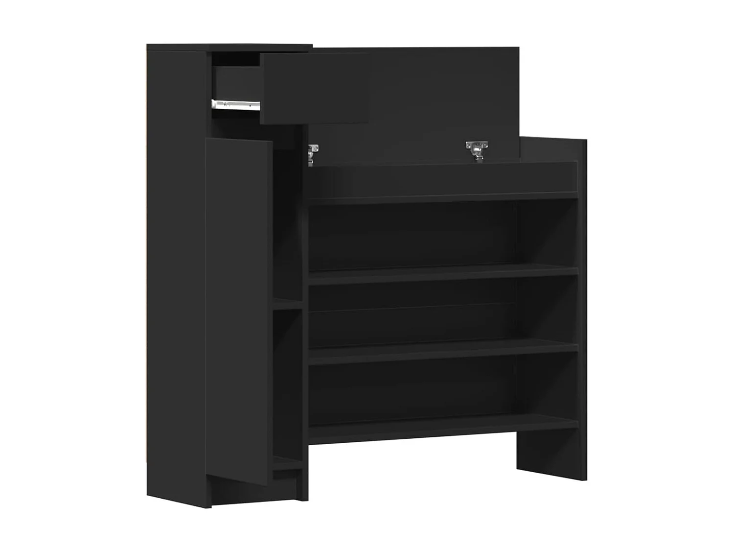 Armoire à chaussures noir 100,5x28x100 bois d'ingénierie