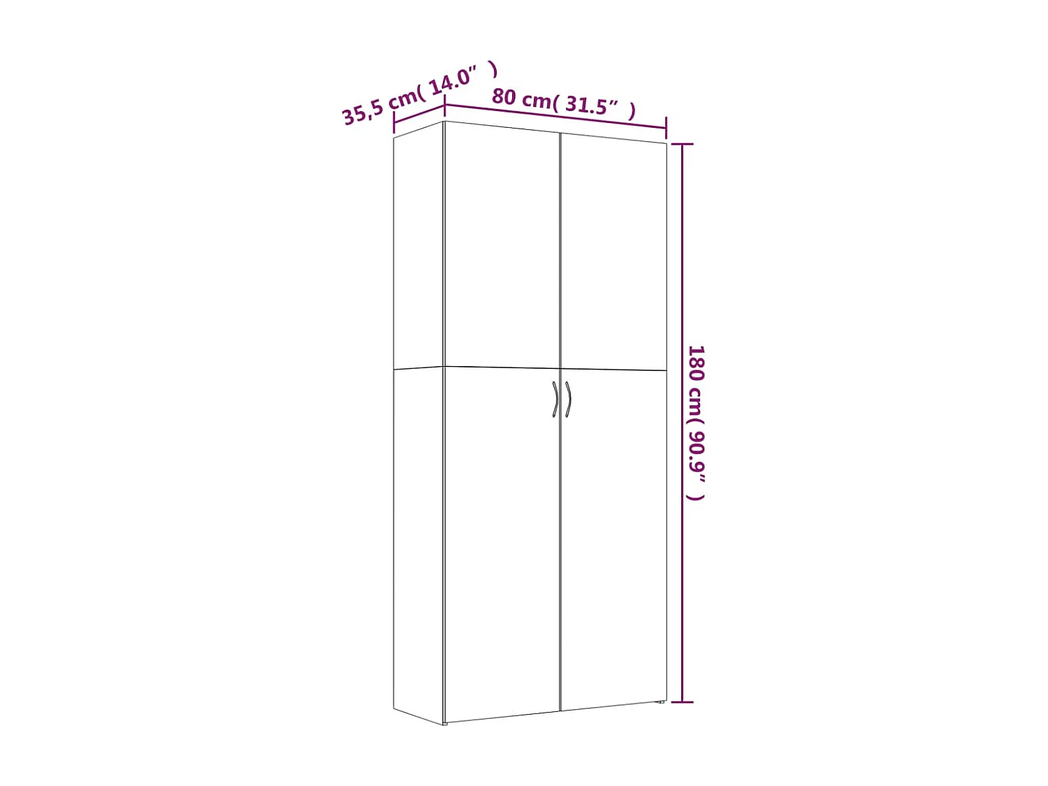 Armoire à chaussures Sonoma gris 80x35,5x180 Bois ingénierie