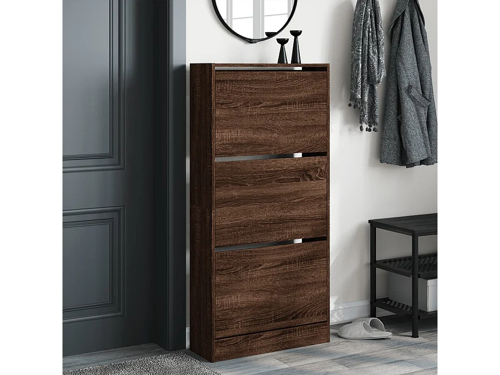 Armoire à chaussures chêne marron 60x21x125,5 bois ingénierie