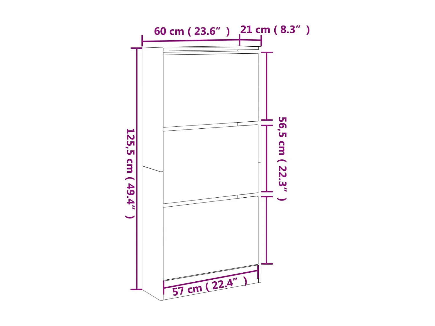 Armoire à chaussures chêne marron 60x21x125,5 bois ingénierie