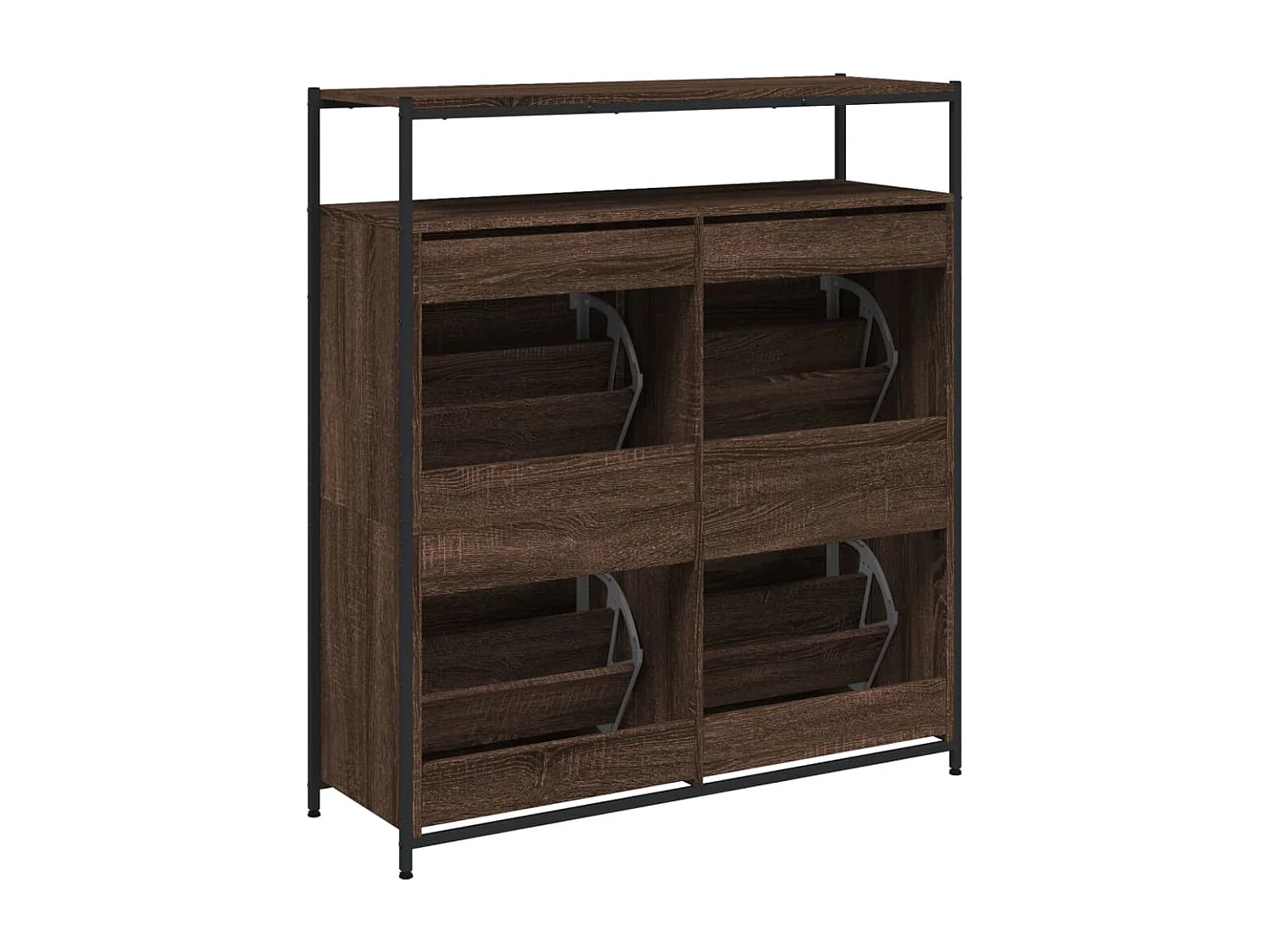 Armoire à chaussures 4 tiroirs rabattables chêne marron