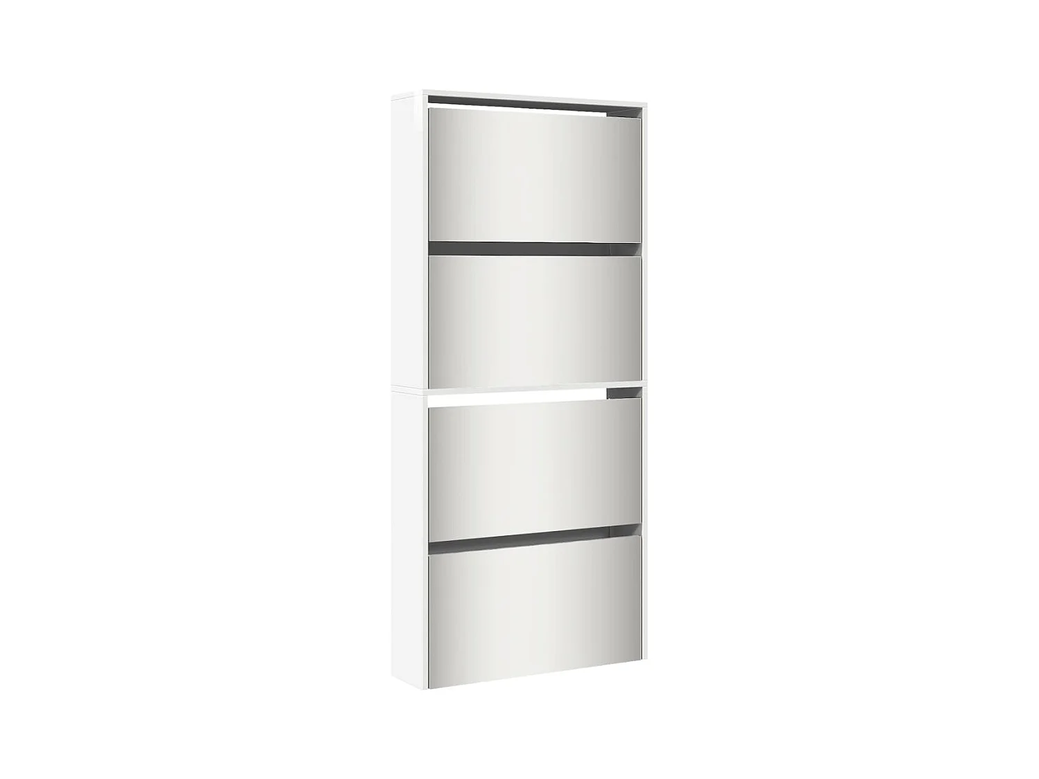Armoire à chaussures miroir 4 niveaux blanc brillant