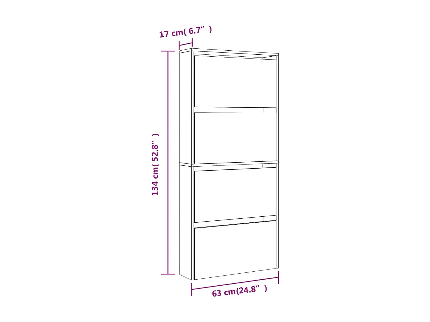 Armoire à chaussures miroir 4 niveaux blanc brillant