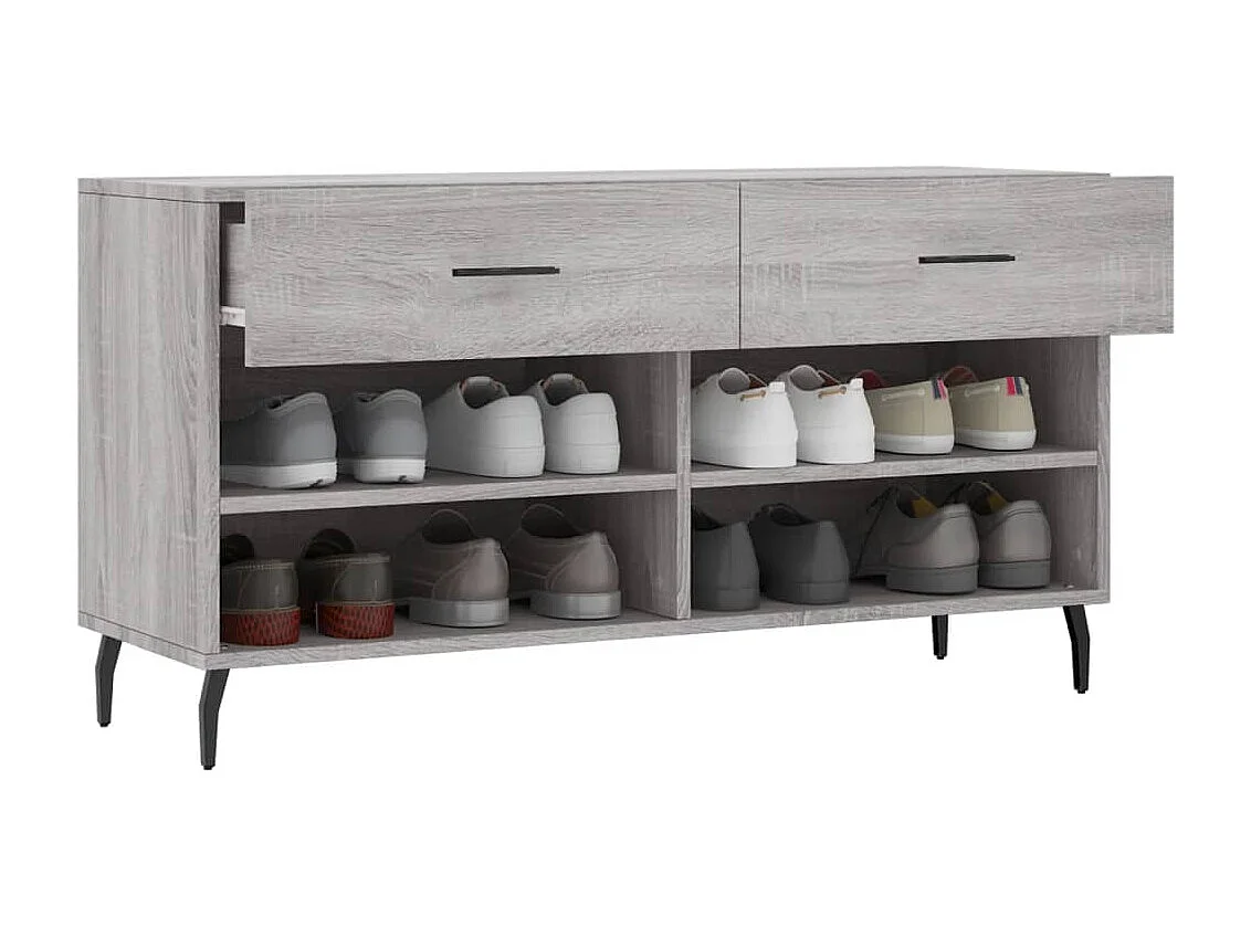 Banc à chaussures sonoma gris 102x35x55 bois d'ingénierie