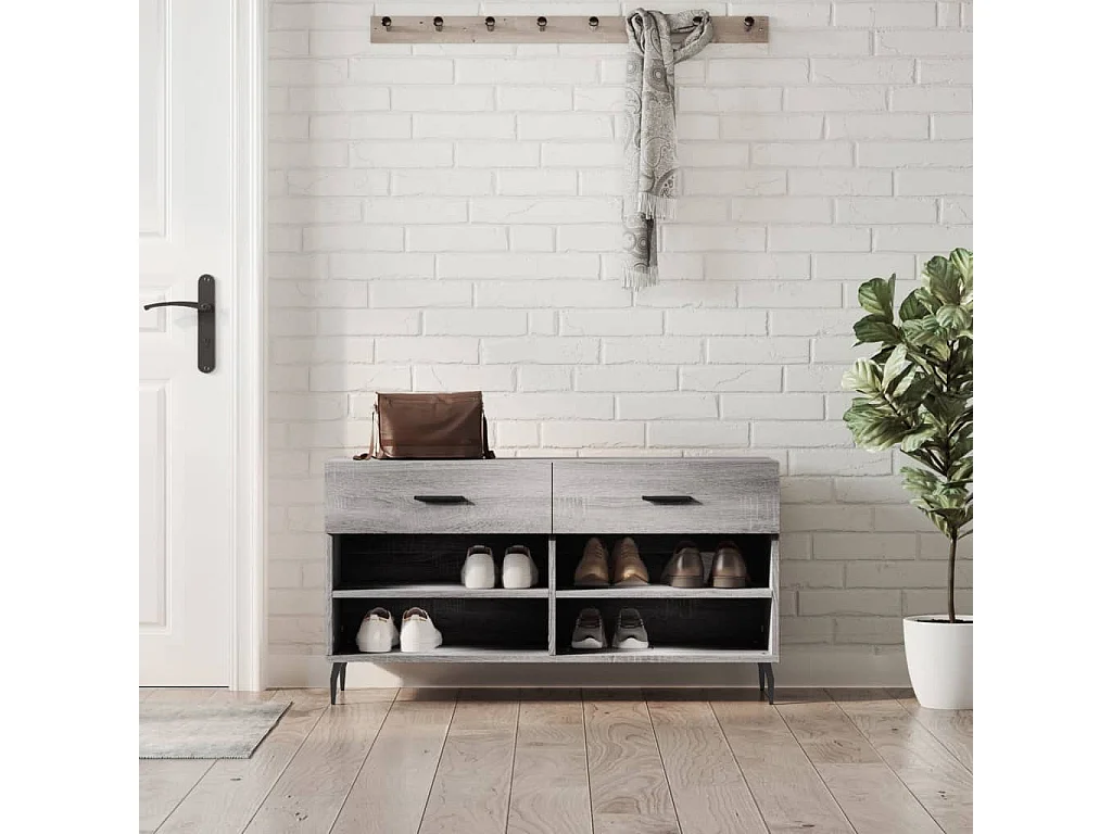 Banc à chaussures sonoma gris 102x35x55 bois d'ingénierie