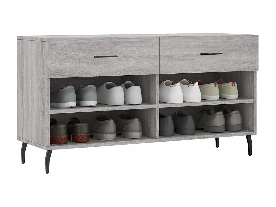 Banc à chaussures sonoma gris 102x35x55 bois d'ingénierie