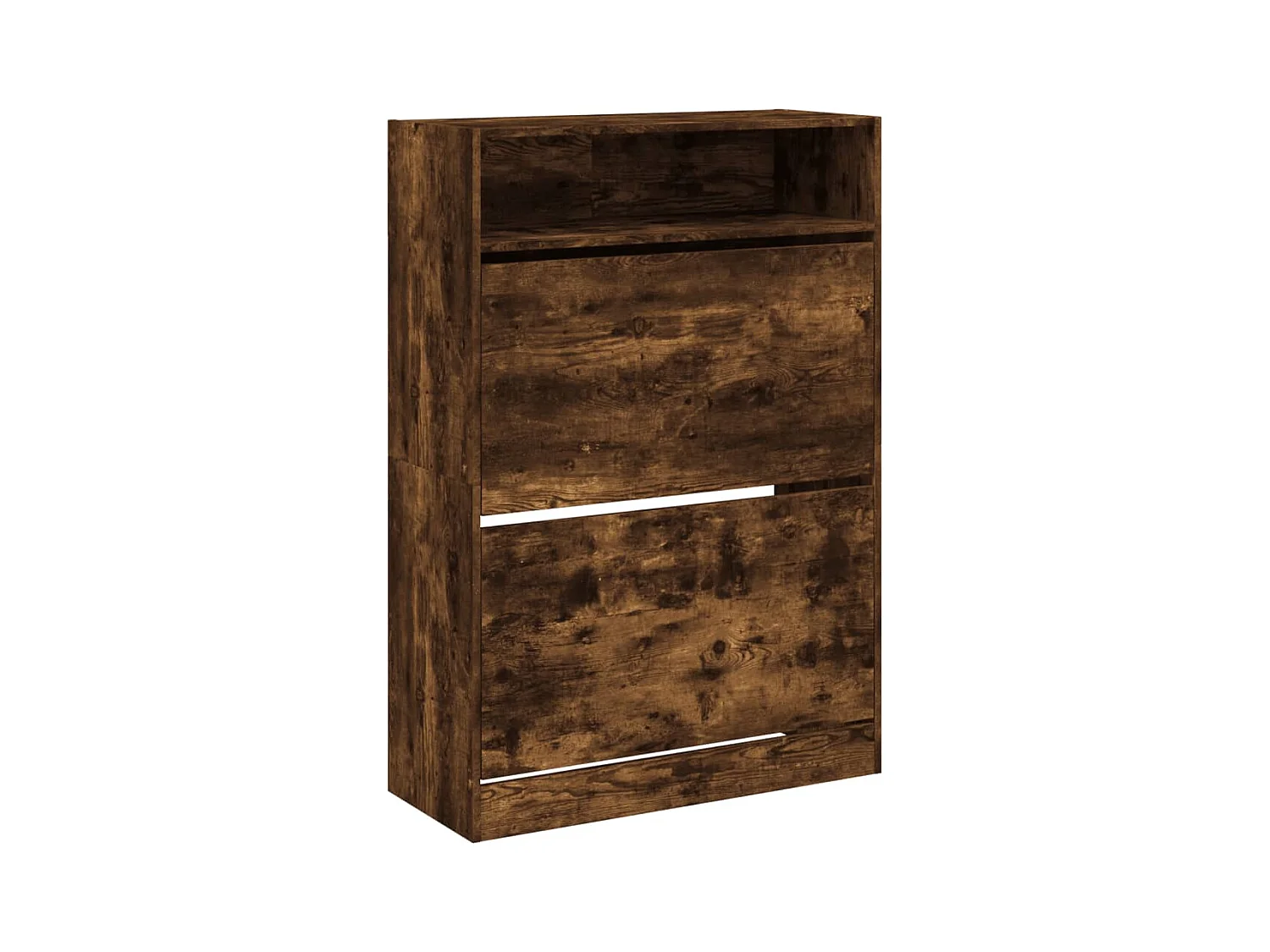 Armoire à chaussures 2 tiroirs rabattables chêne fumé