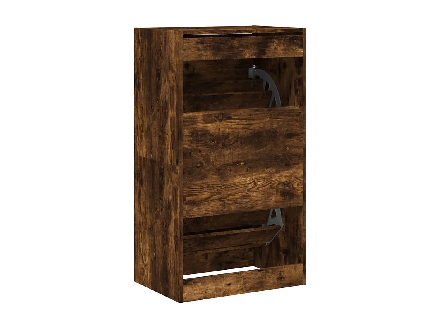 Armoire à chaussures 2 tiroirs rabattables chêne fumé