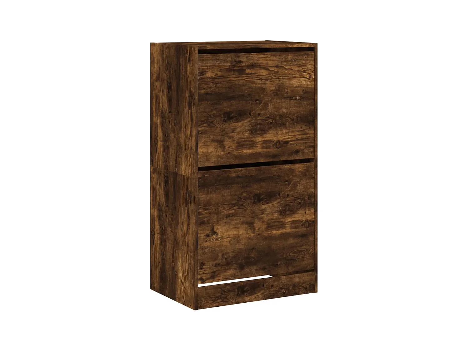 Armoire à chaussures 2 tiroirs rabattables chêne fumé